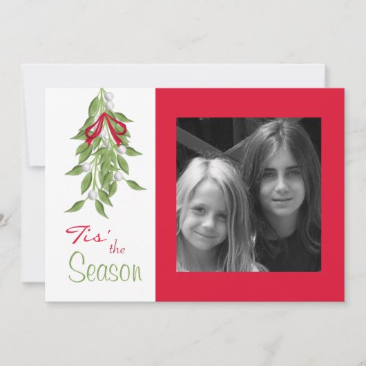 Merry Mistletoe avec Red Bow Carte photo de vacanc (Devant)