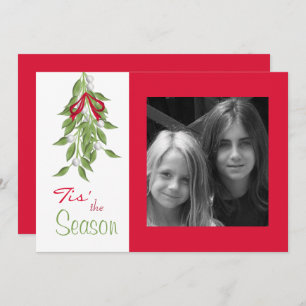 Merry Mistletoe avec Red Bow Carte photo de vacanc