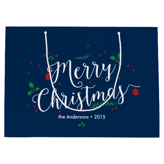 Merry Mistletoe Holiday Gift Bag Groot Cadeauzakje (Voorkant)