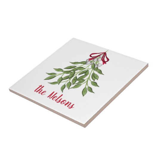 Merry Mistletoe met White Berries Tegeltje (Zijkant)