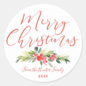 Merry Mistletoe | Ronde Sticker (Voorkant)