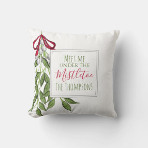 Merry Mistletoe Rood en Groen Kerst Custom Kussen