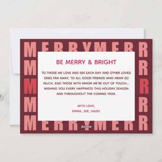 MERRY modern bold red Letter-kerstfoto Feestdagenkaart (Achterkant)