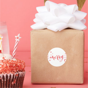 MERRY MODERN feestelijke leuke kalligrafie spranke Ronde Sticker