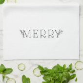 MERRY - Modern Holiday - Black en White Towel Theedoek (Gevouwen)