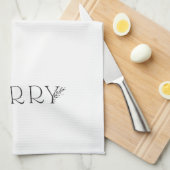 MERRY - Modern Holiday - Black en White Towel Theedoek (Quarter Fold)