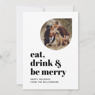 Merry Modern Minimalist Family Photo 2022 Feestdagenkaart