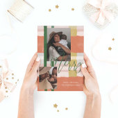 Merry Modern Peach & Green Plays Two Photo Feestdagenkaart