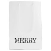 MERRY Moderne Tekst Kerstmis Vakantie Fun Zwart Medium Cadeauzakje (Achterkant)