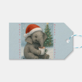 Merry Moments with a Cocoa-Loving Elephant Holiday Cadeaulabel