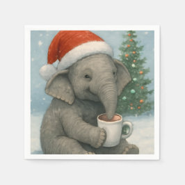 Merry Moments with a Cocoa-Loving Elephant Holiday Servet