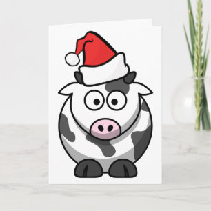 Merry Moo Christmas Koe Santa Hat Aangepaste woord Feestdagen Kaart