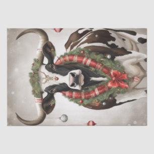 Merry Moo-mas: Koe Gekleed voor Kerstmis Decoupage Tissuepapier