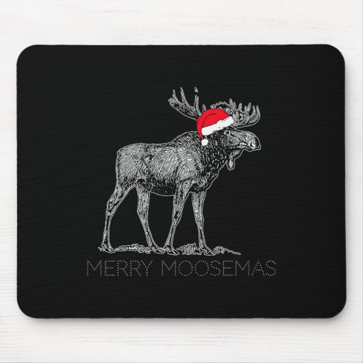 Merry Moosemas Christmas Moose With Santa Hat Muismat (Voorkant)