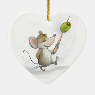 Merry Mouse Moe met Olive Heart Ornament