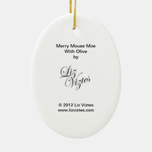 Merry Mouse Moe met Olive Oval Ornament (Achterkant)