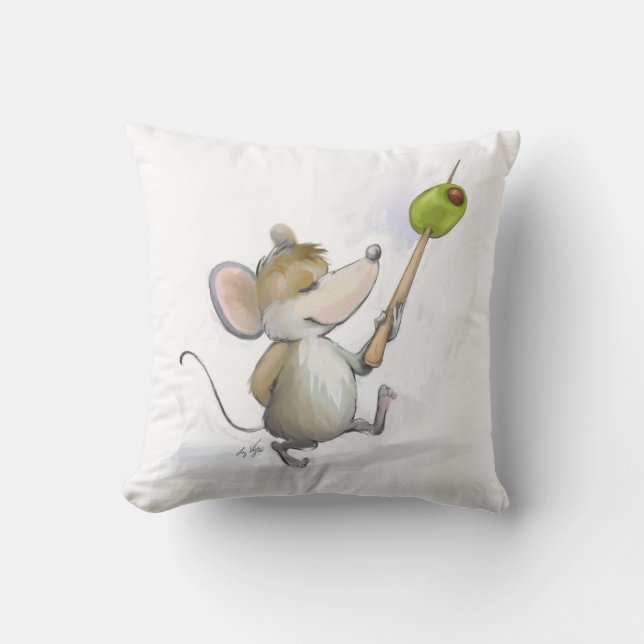 Merry Mouse Moe met Olive Pillow Kussen (Voorkant)