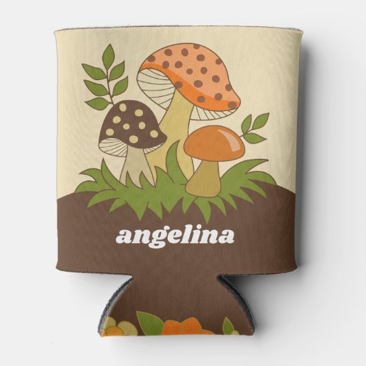 Merry Mushroom met aangepaste naam Blikjeskoeler (Voorkant)