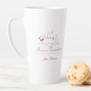 Merry Music Teacher Gepersonaliseerde Kerstmis Latte Mok