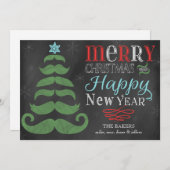 Merry Mustache Chalkboard kerstkaart (Voorkant / Achterkant)
