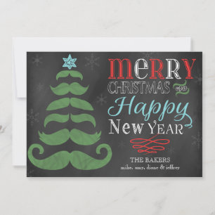 Merry Mustache Chalkboard kerstkaart