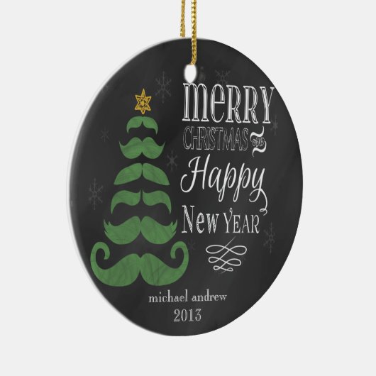 Merry Mustache Chalkboard kerstversiering Keramisch Ornament (Rechts)