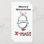 Merry Mustache-fotokaart Feestdagenkaart (Voorkant / Achterkant)