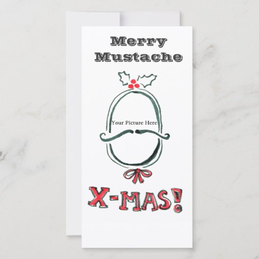 Merry Mustache-fotokaart Feestdagenkaart (Voorkant)