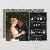 Merry n Bright Feestdagen Modern Foto Kerstmis Feestdagenkaart (Voorkant / Achterkant)