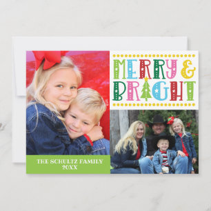 Merry n Bright Modern Family Foto Kerstkaart