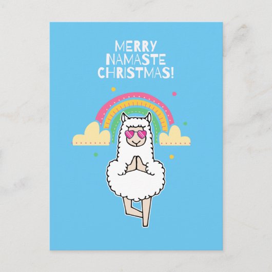 Merry Namaste Christmas Aqua Briefkaart (Voorkant)