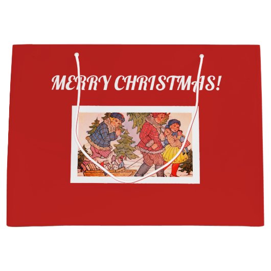 MERRY NOËL FOLK ART Sac cadeau (Devant)