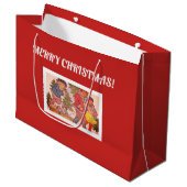 MERRY NOËL FOLK ART Sac cadeau (Devant Angle)