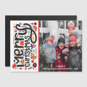 MERRY NOËL Typographie Cartes photos magnétiques (Devant / Derrière)
