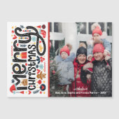 MERRY NOËL Typographie Cartes photos magnétiques (Devant)