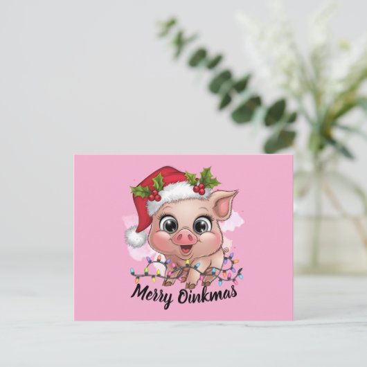 Merry Oinkmas Feestdagenkaart (Staand voorkant)