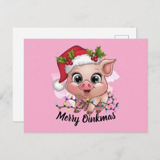 Merry Oinkmas Feestdagenkaart (Voorkant / Achterkant)