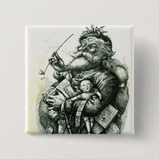 Merry Old Santa Claus Vierkante Button 5,1 Cm (Voorkant)