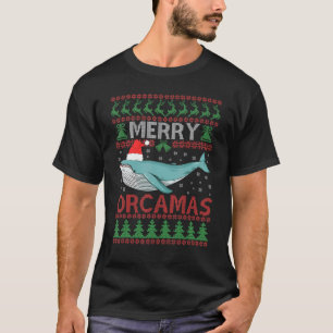 Merry Orcamas Santa Hat Killer Whale Ugly Xmas Swe T-shirt