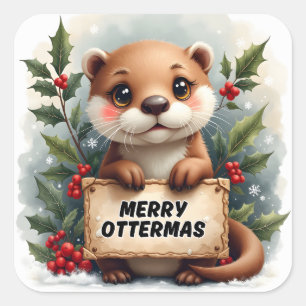 Merry Ottermas Christmas Vierkante Sticker