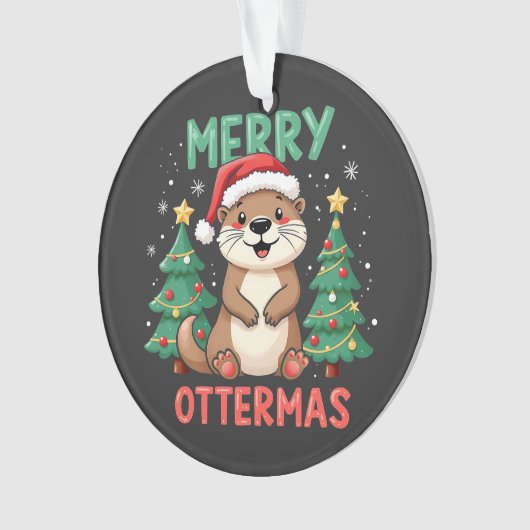 Merry Ottermas Funny Otter Animal Christmas Lovers Ornament (voorkant)