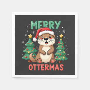 Merry Ottermas Funny Otter Animal Christmas Lovers Servet