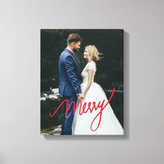 Merry | Pas getrouwd eerste kerstbruiloft foto Canvas Afdruk (Voorkant)
