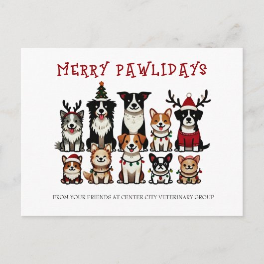 Merry Pawholidays Veterinary Feestdagenkaart (Voorkant)