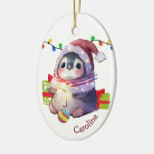 Merry Penguin Kinder keramische keramiek Keramisch Ornament (Links)