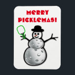 Merry Picklemas Snowman Magnet<br><div class="desc">Aimant de vacances de Pickleball</div>
