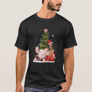 Merry Pig Kerstroze Varkens Rrenderend Pet Xmas Tr T-shirt