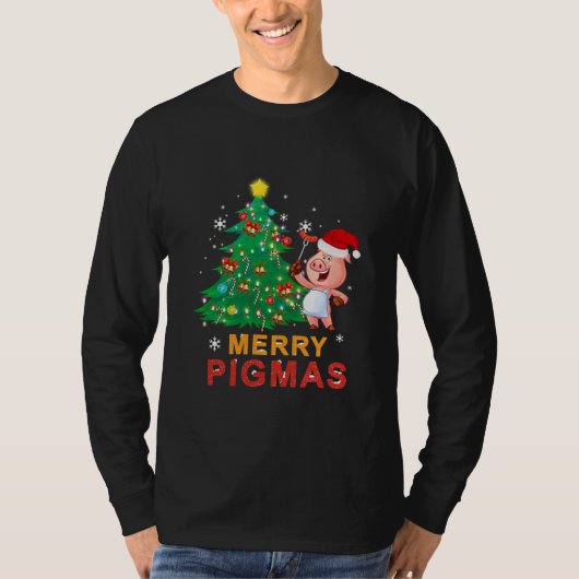 Merry Pigmas Christmas Pig Lovers Christmas Tree T-shirt (Voorkant)