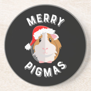 Merry Pigmas Cute and Funny Guinee Pig Kerstmis Zandsteen Onderzetter