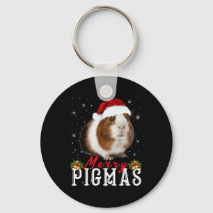 Merry Pigmas Face Mask Fun Guinea Pig Christmas Sa Sleutelhanger